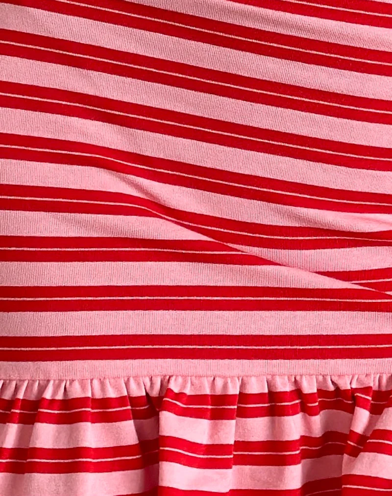 Tav Mini Jersey-Kleid in gestreiftem Rosa und Rot