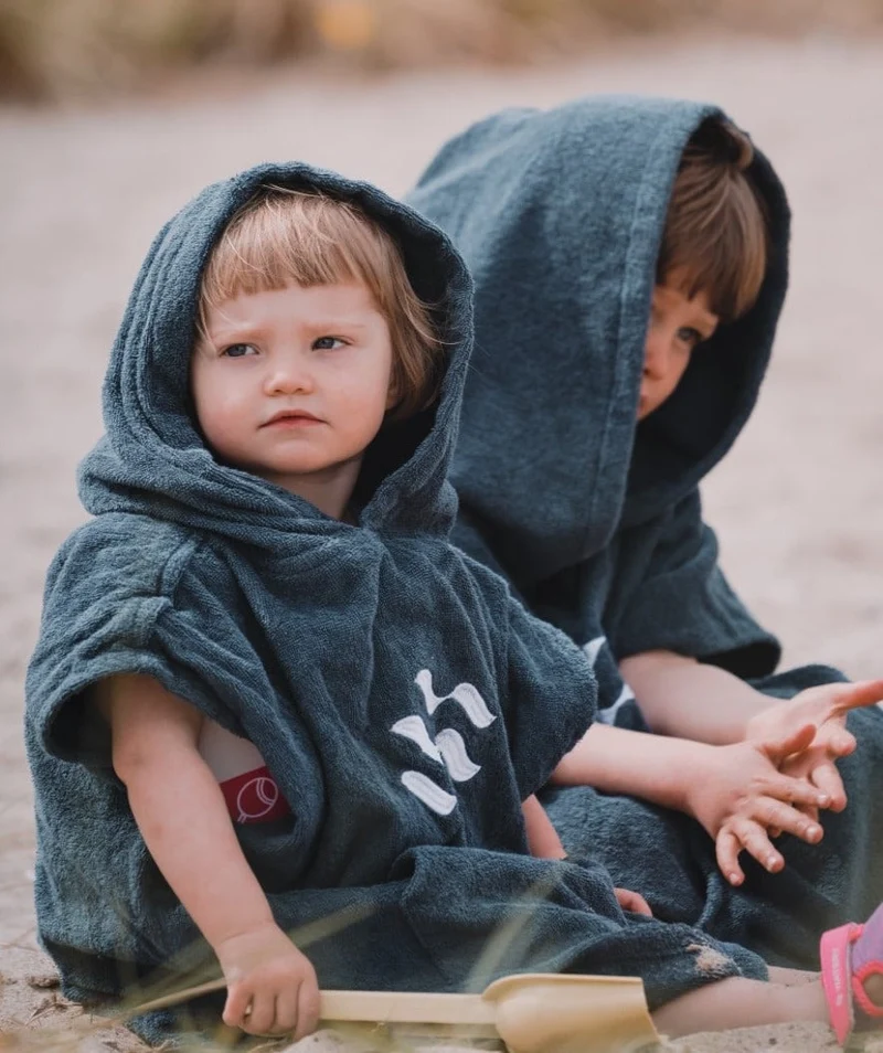 Watery Badeponcho für Kinder (1-6) - Baumwolle - Schwarz