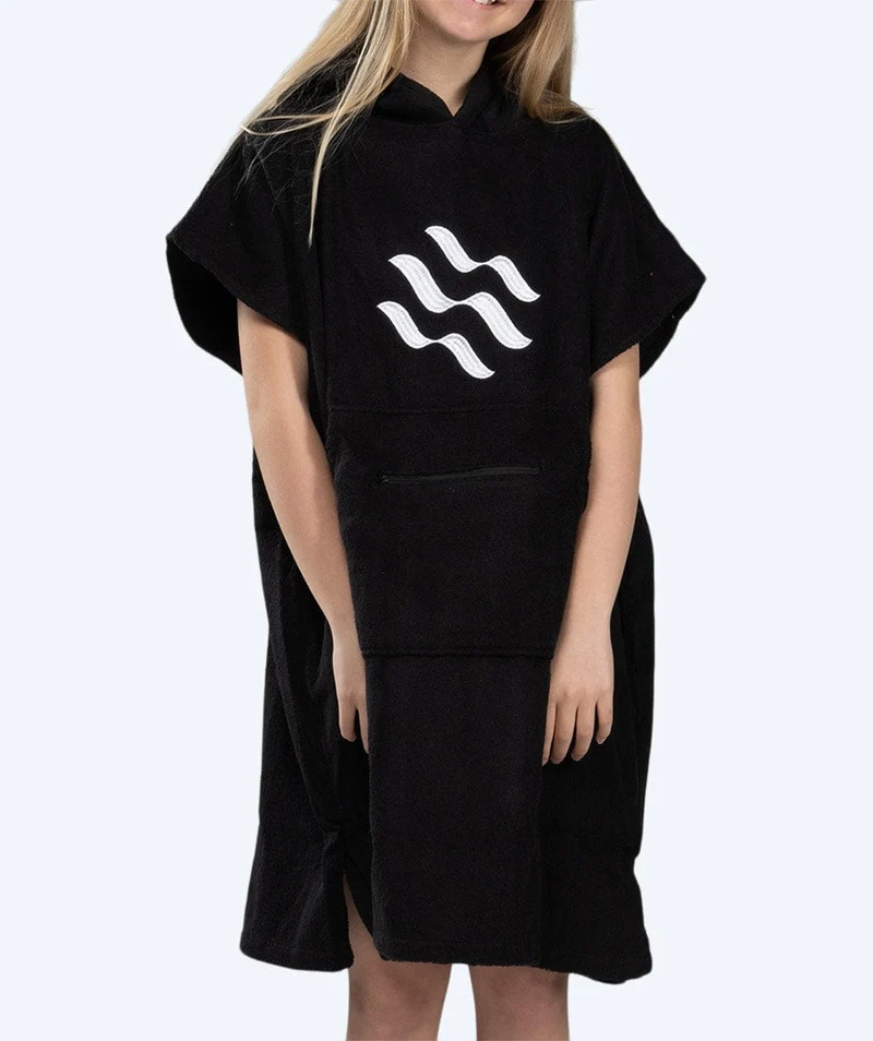 Watery Badeponcho für Junioren (6-15) - Baumwolle - Schwarz