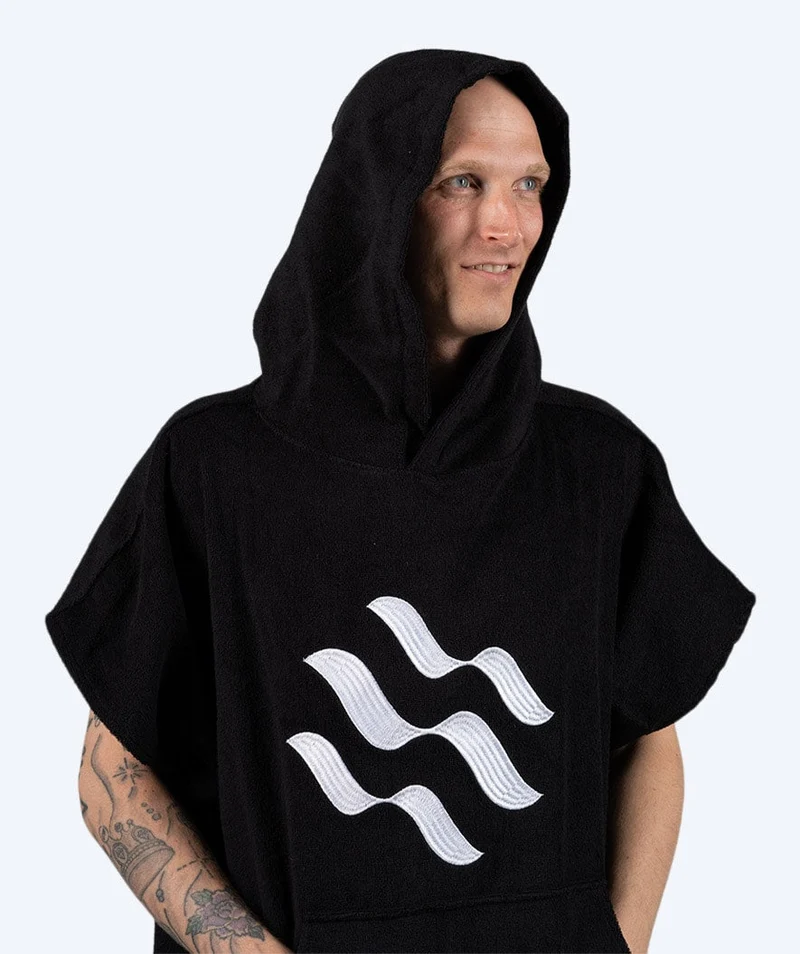 Watery Badeponcho für Erwachsene - Baumwolle - Schwarz