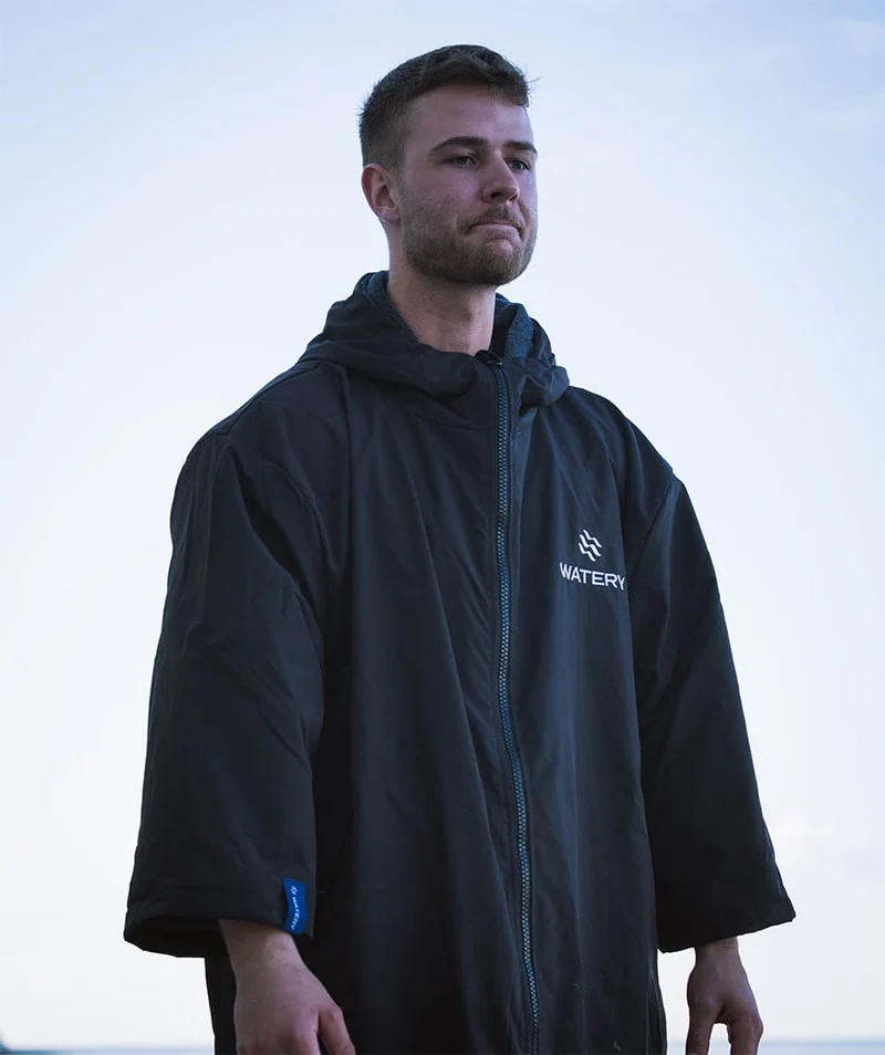Watery Surf Poncho - Waterproof - Schwarz