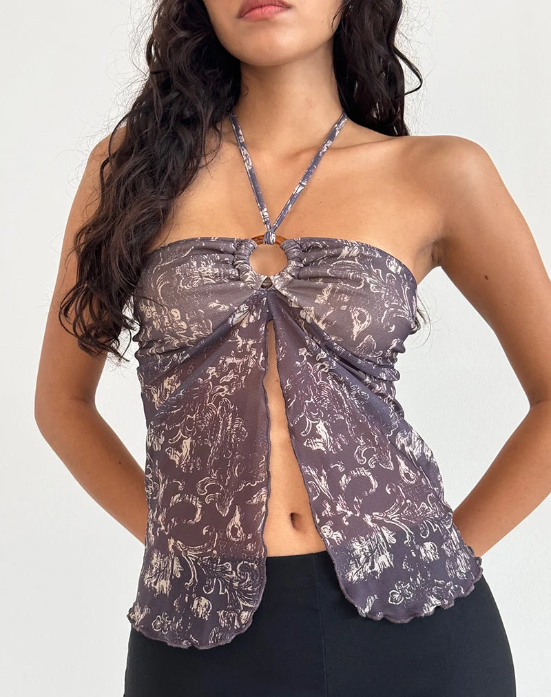 Janar Top in Batik Botanisch Braun