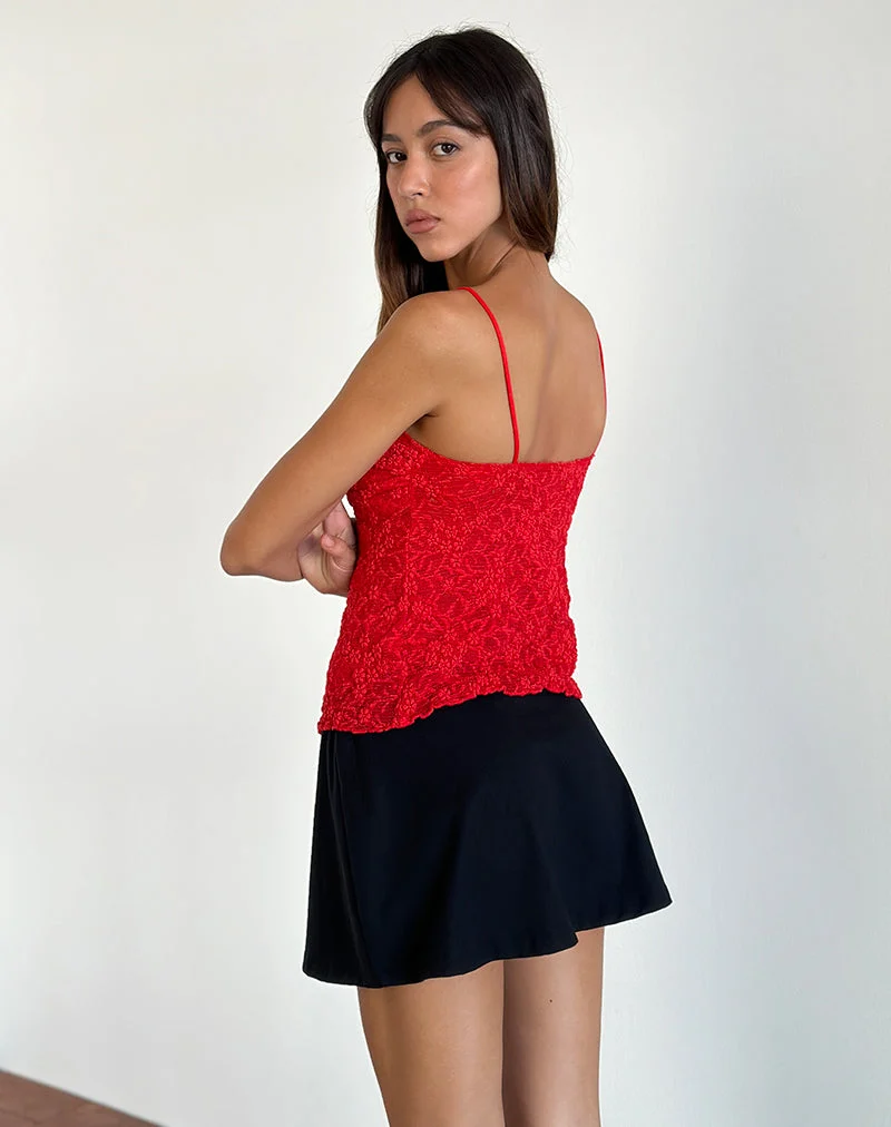 Briony Top aus Spitze Rot