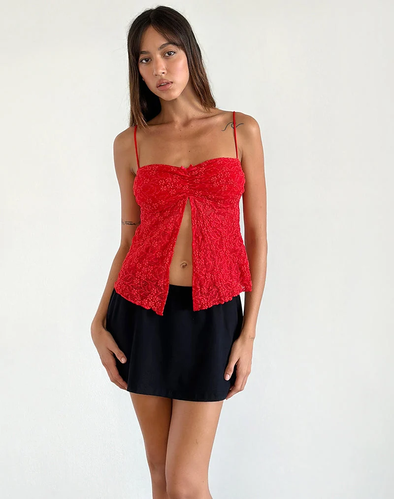 Briony Top aus Spitze Rot