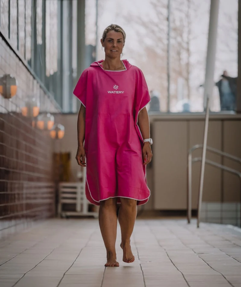 Watery Badeponcho für Erwachsene - Mikrofaser - Rosa