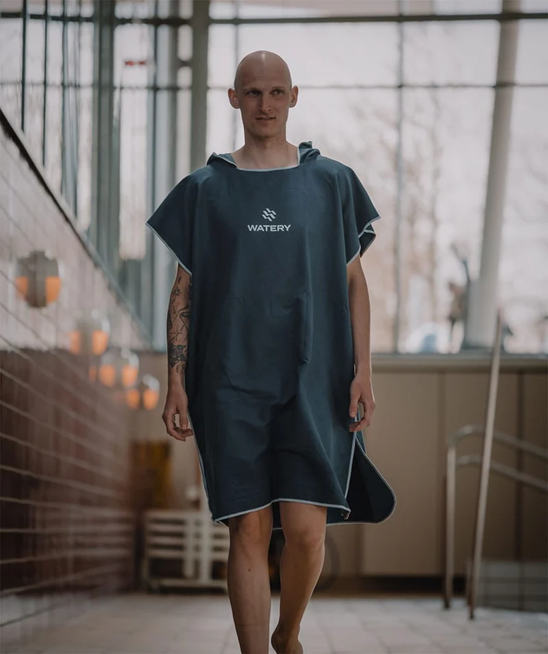 Watery Badeponcho für Erwachsene - Mikrofaser - Dunkelblau