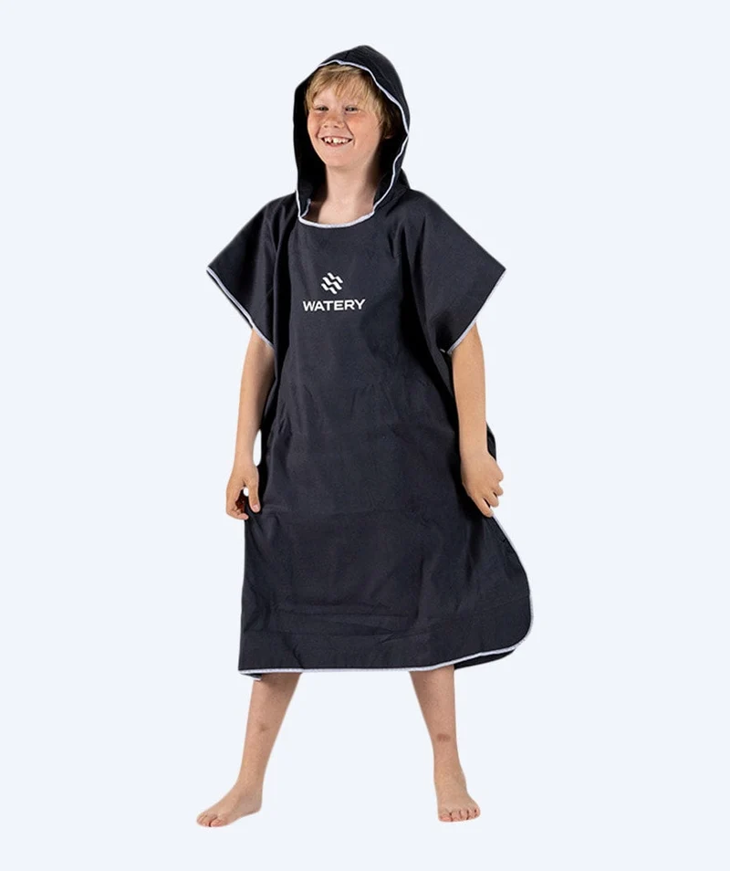 Watery Badeponcho für Junioren (6-15) - Mikrofaser - Schwarz