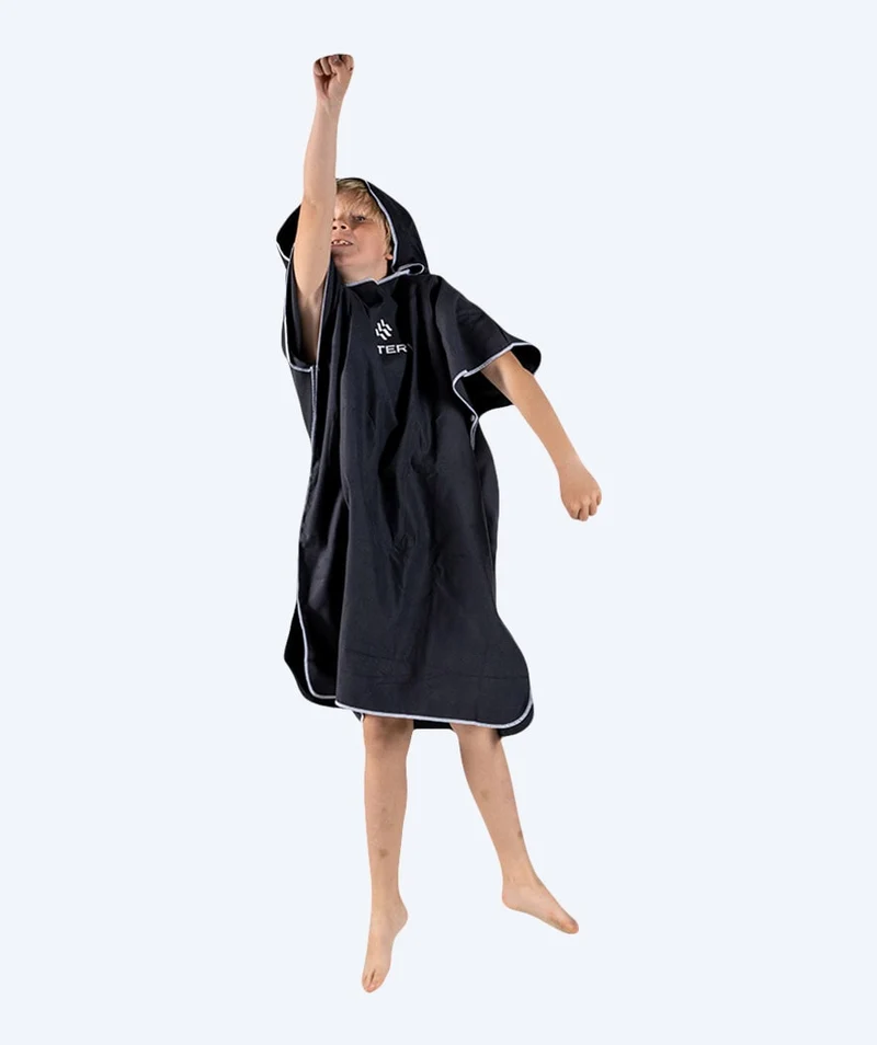 Watery Badeponcho für Junioren (6-15) - Mikrofaser - Schwarz