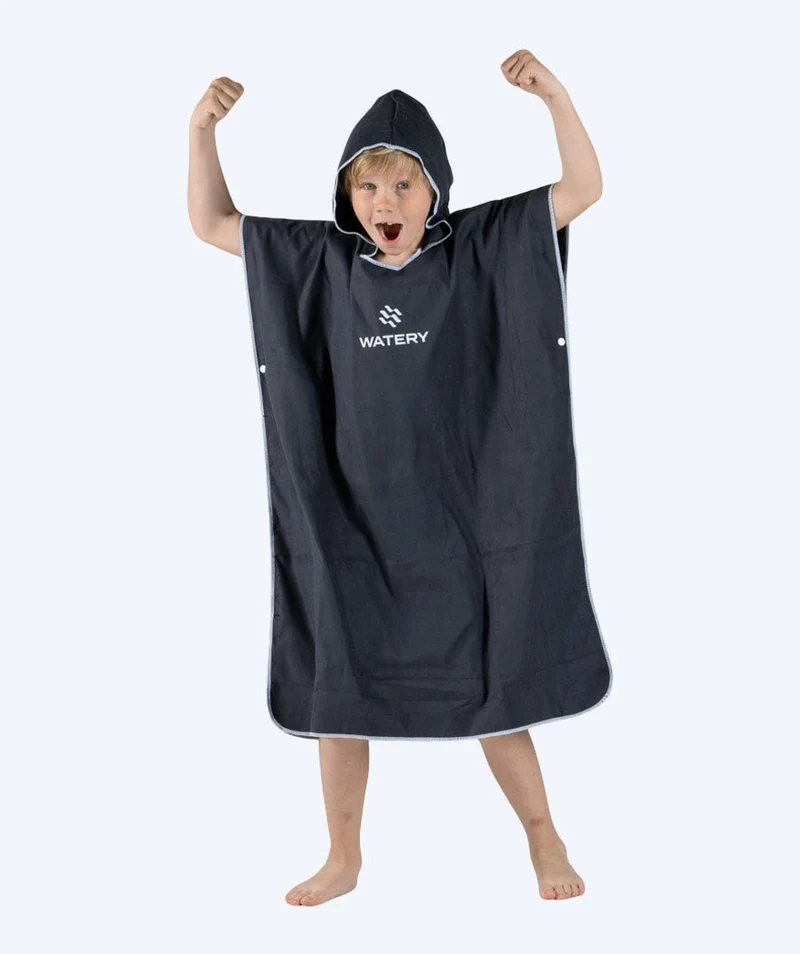 Watery Badeponcho für Junioren (6-15) - Mikrofaser - Schwarz