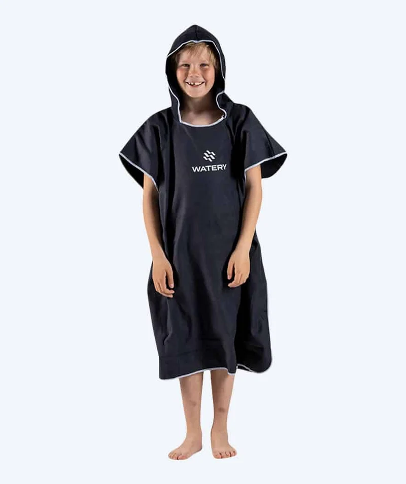 Watery Badeponcho für Junioren (6-15) - Mikrofaser - Schwarz
