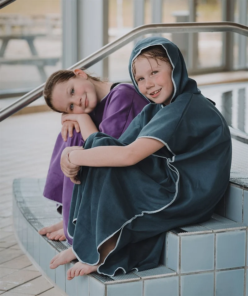 Watery Badeponcho für Junioren (6-15) - Mikrofaser - Schwarz