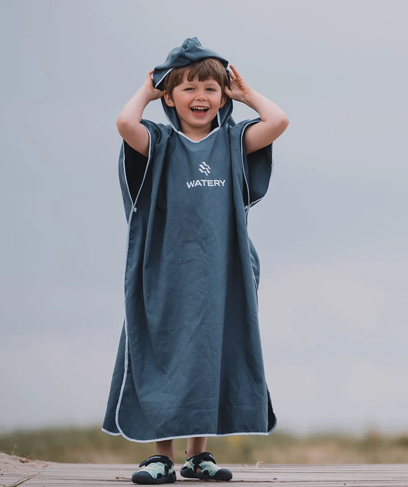Watery Badeponcho für Junioren (6-15) - Mikrofaser - Schwarz