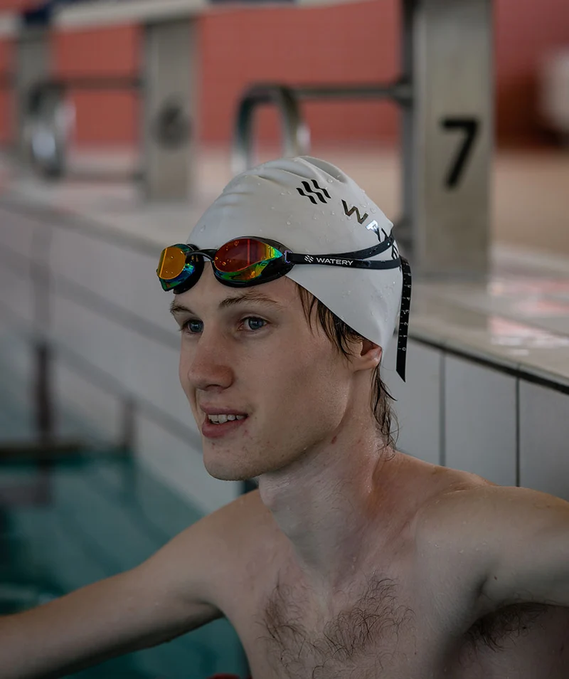 Watery Elite Schwimmbrillen - Poseidon Ultra Mirror - Weiß/Gold