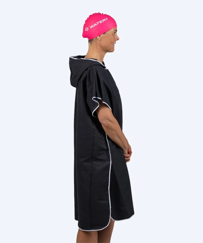 Watery Badeponcho für Erwachsene - Mikrofaser - Schwarz