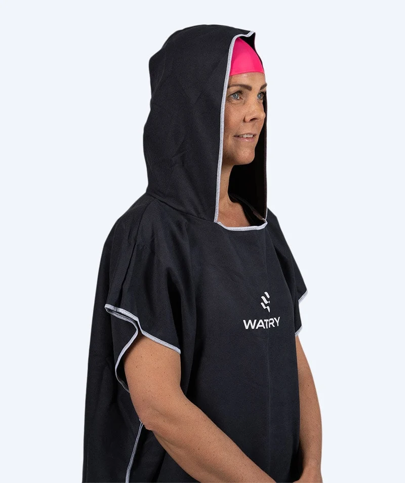 Watery Badeponcho für Erwachsene - Mikrofaser - Schwarz
