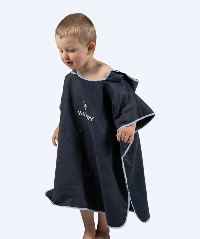 Watery Badeponcho für Kinder (1-6) - Mikrofaser - Schwarz