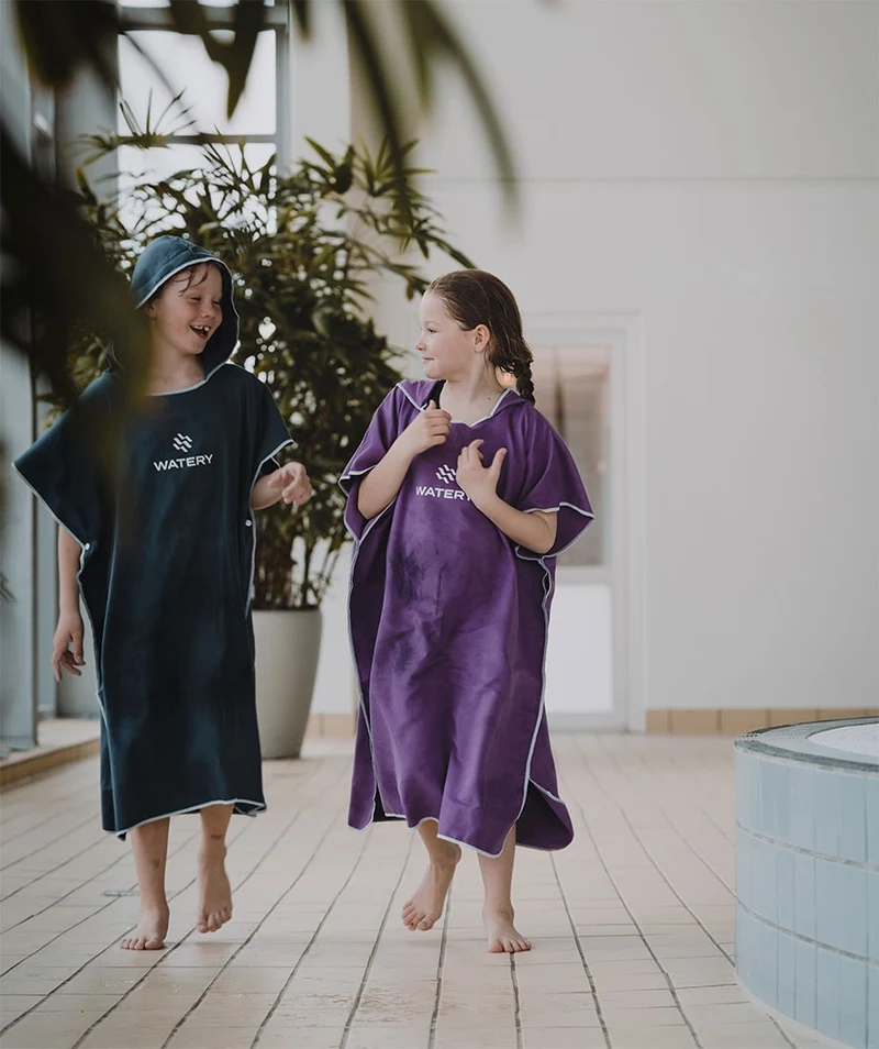 Watery Badeponcho für Junioren (6-15) - Mikrofaser - Dunkelblau