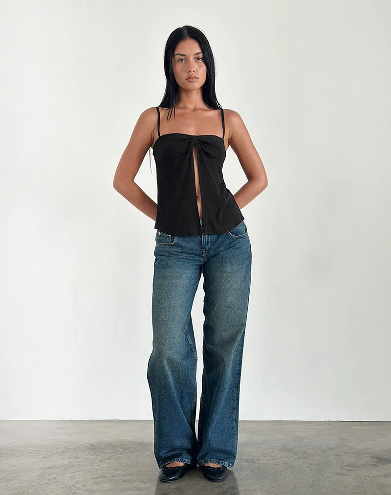Jastipa Longline Schmetterlingsoberteil in Schwarz