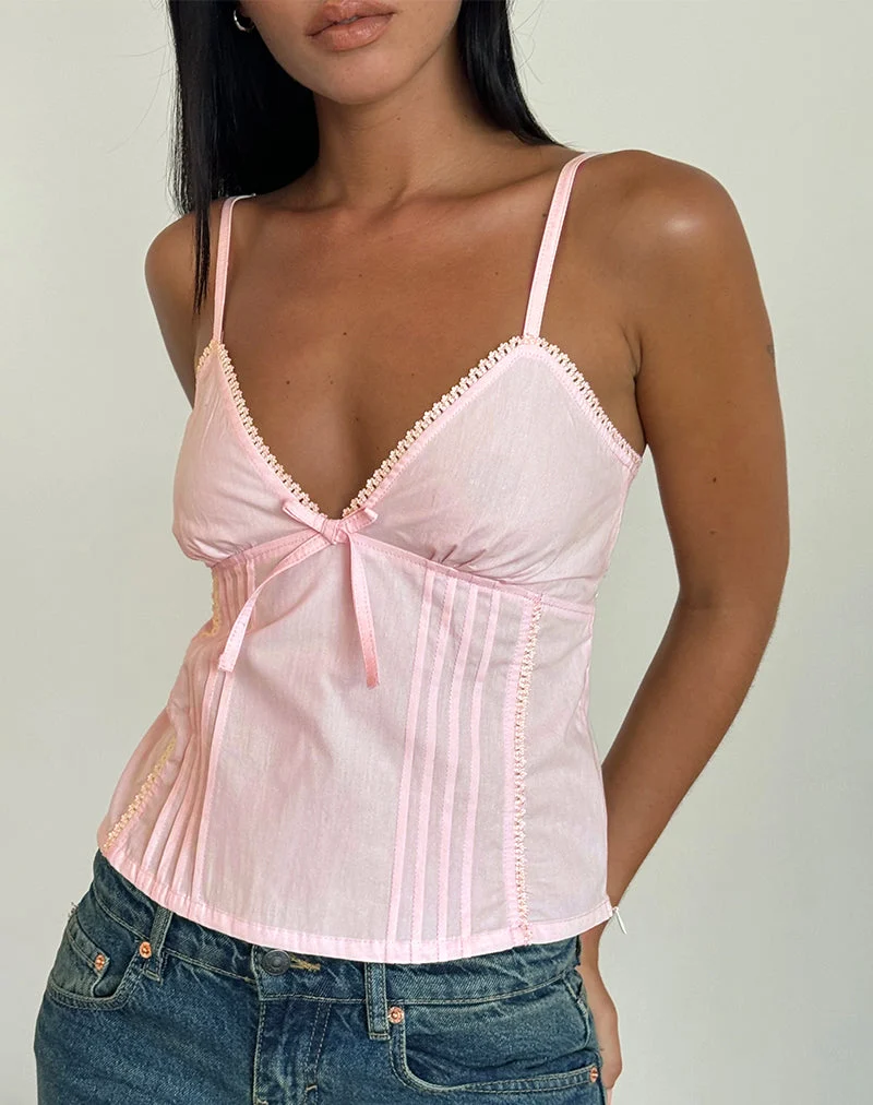 Jepuni Cami Top aus hellrosa Popeline