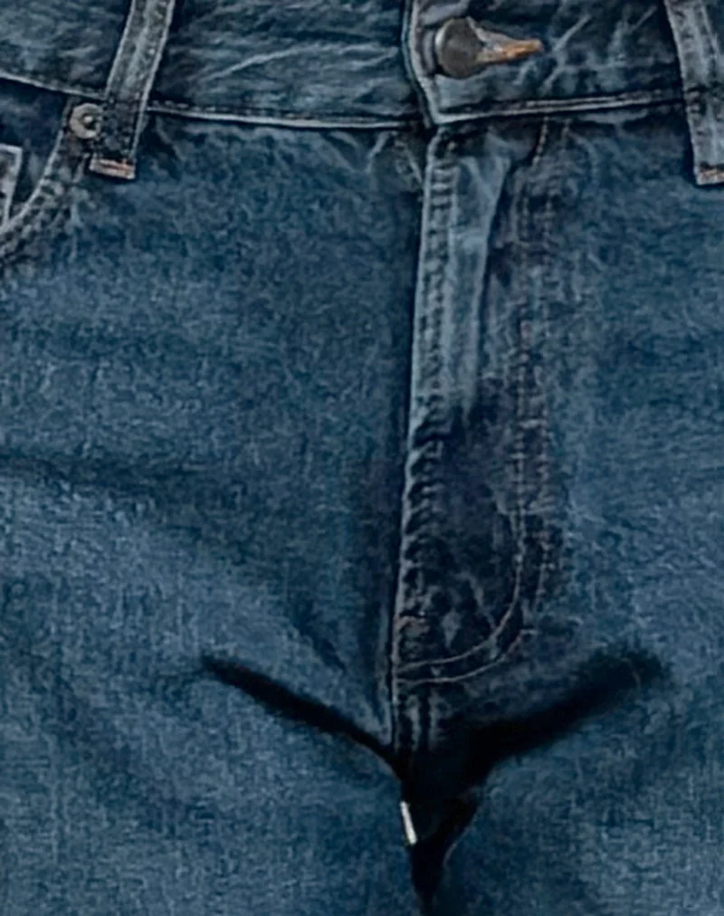 Mid Rise Slim Parallel Jeans in Mid Blue Used