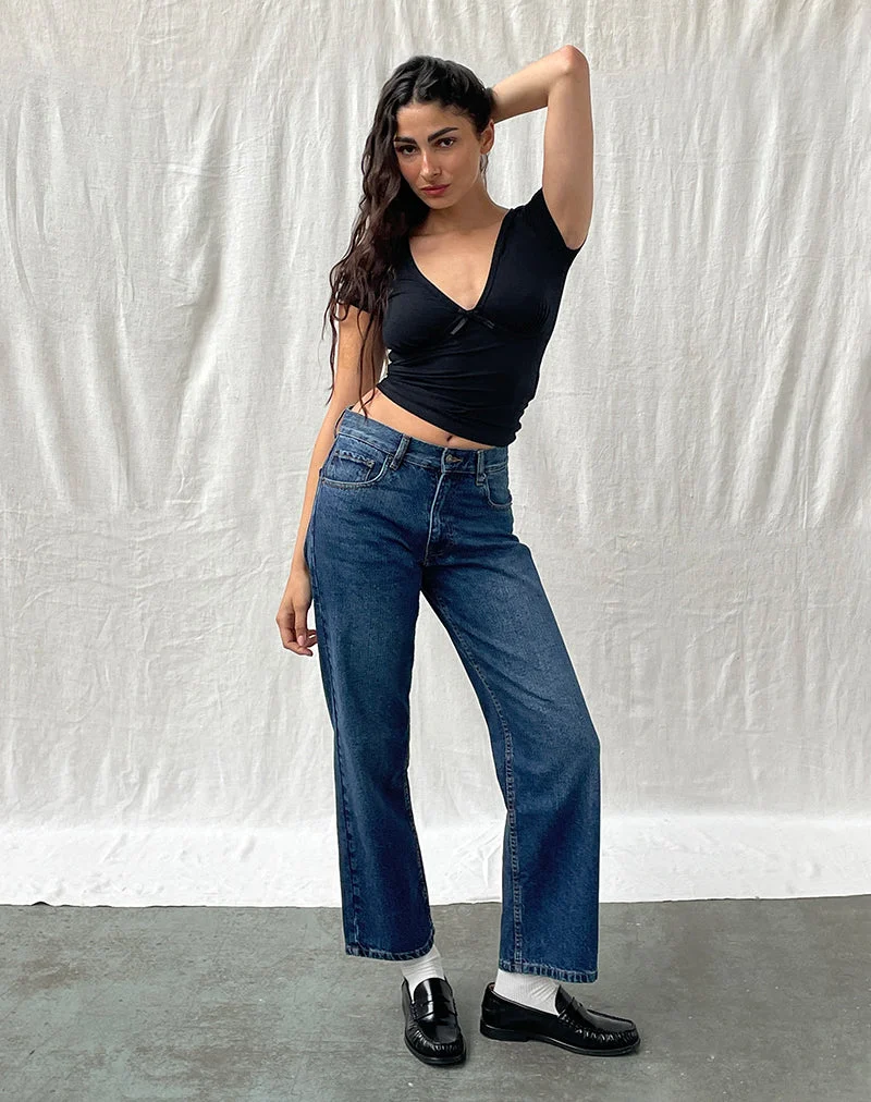 Mid Rise Awkward Parallel Jeans in Mid Blue Gebraucht