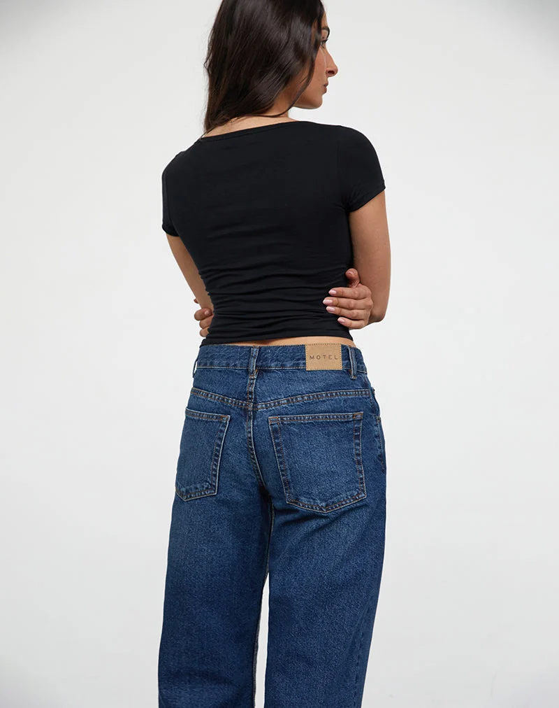 Mid Rise Awkward Parallel Jeans in Mid Blue Gebraucht