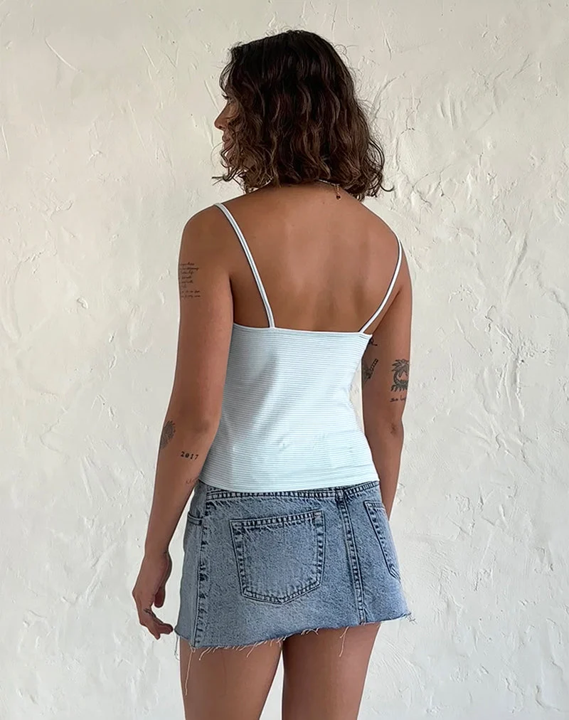 Barlyn Cami Top in Blau und Weiß gestreift