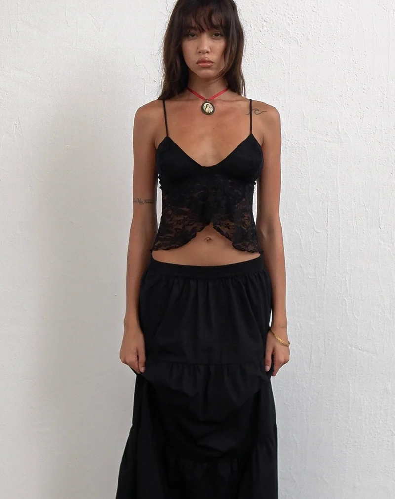Cojira Spitze Schmetterling Top in Schwarz