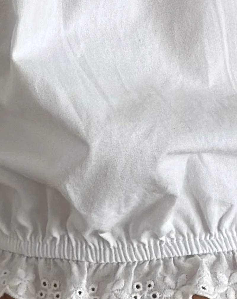 Picu Rüschensaum Shorts aus Popeline Weiß