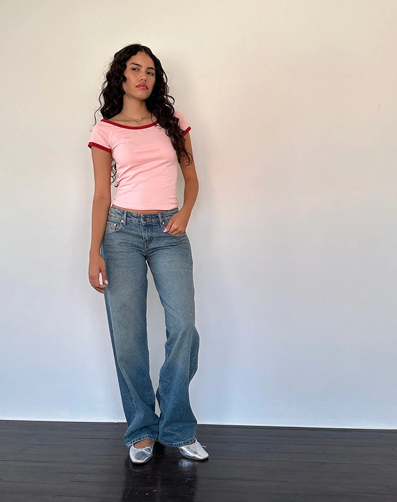 Bitha Top in Ballettrosa mit rotem Adrenalin-Band