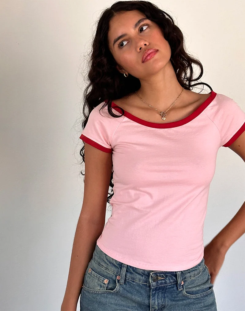 Bitha Top in Ballettrosa mit rotem Adrenalin-Band