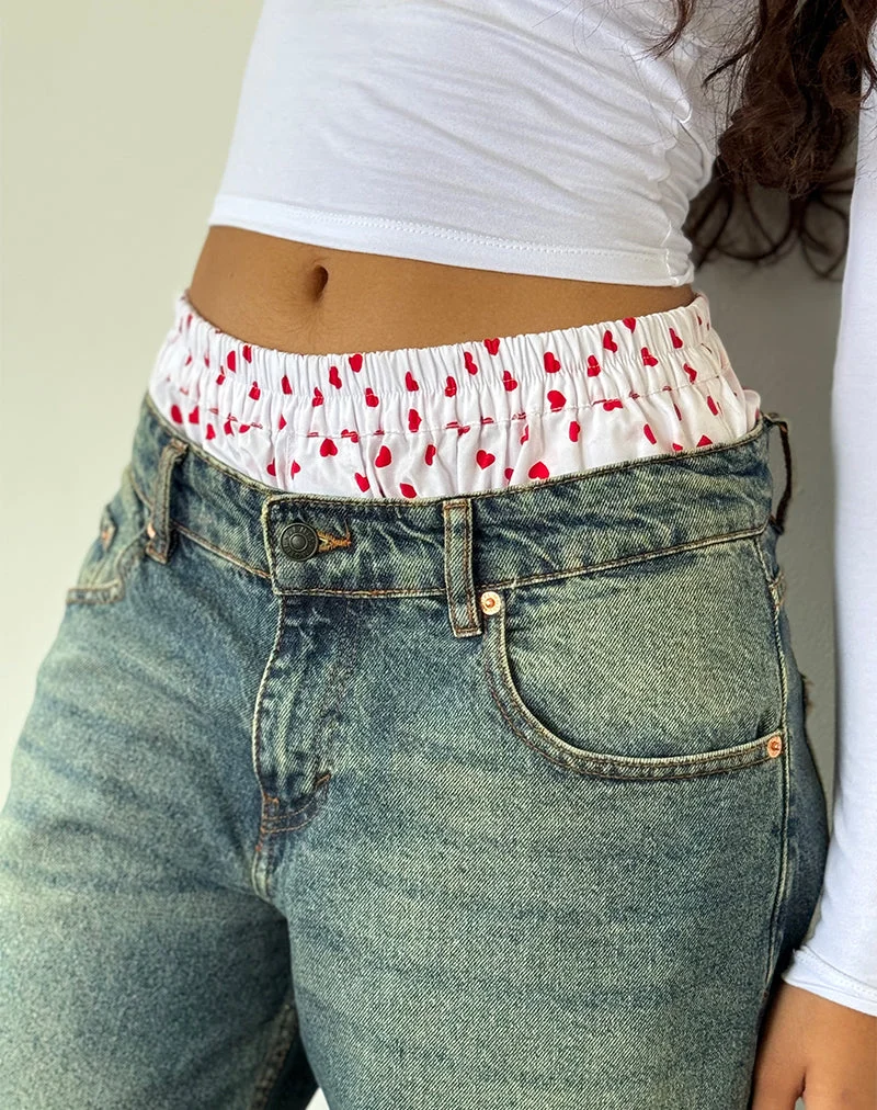 Laboxe Boxershorts in Weiß-Rot-Herz