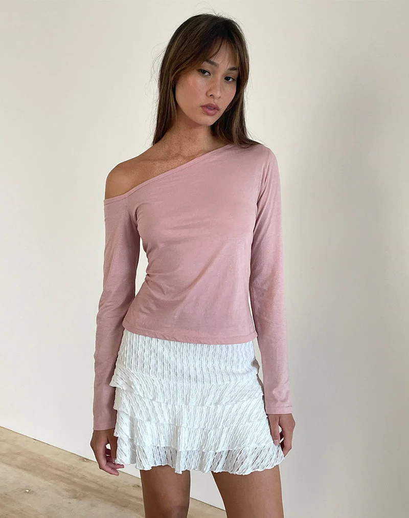 Ledez Asymmetrisches Schlabber-Top in Pink Lady Tissue