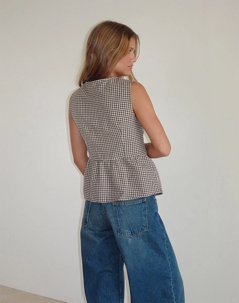 Kayvata Top in Mini Gingham Braun