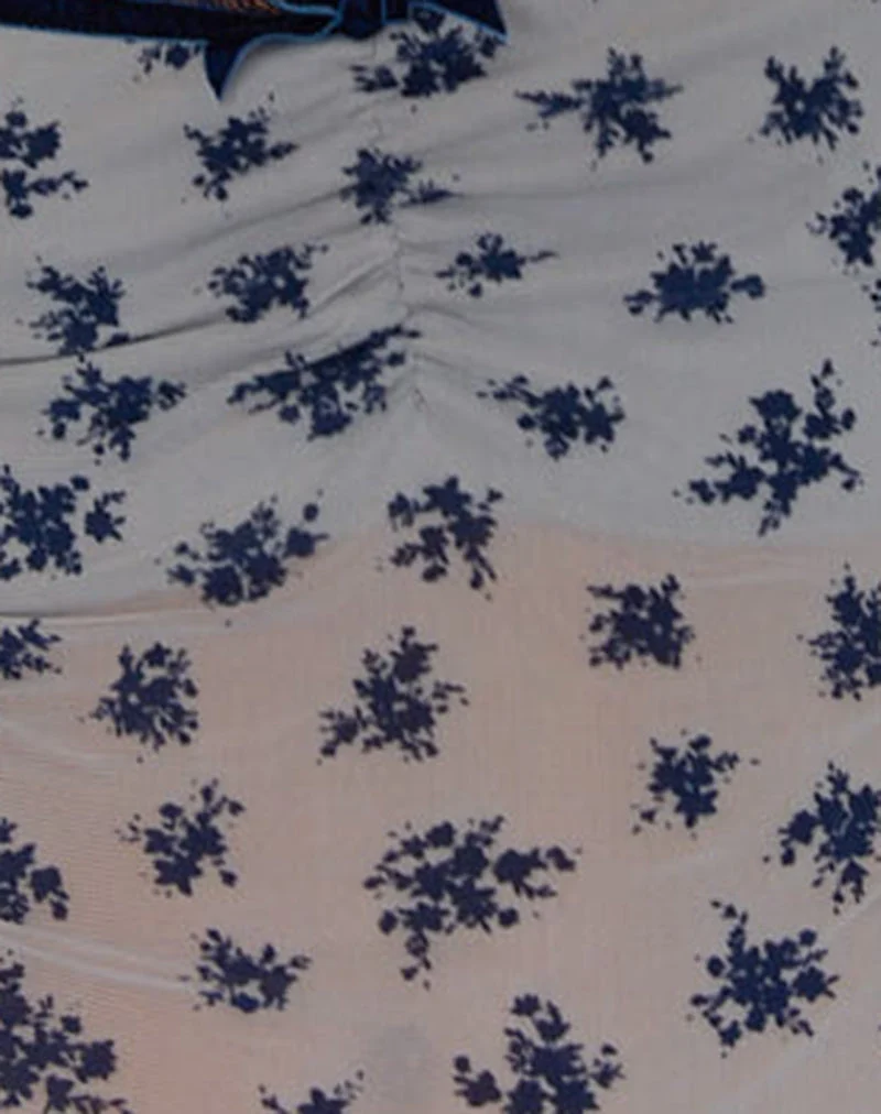 Norde Top in Blassgrau Blumen Cluster Flock