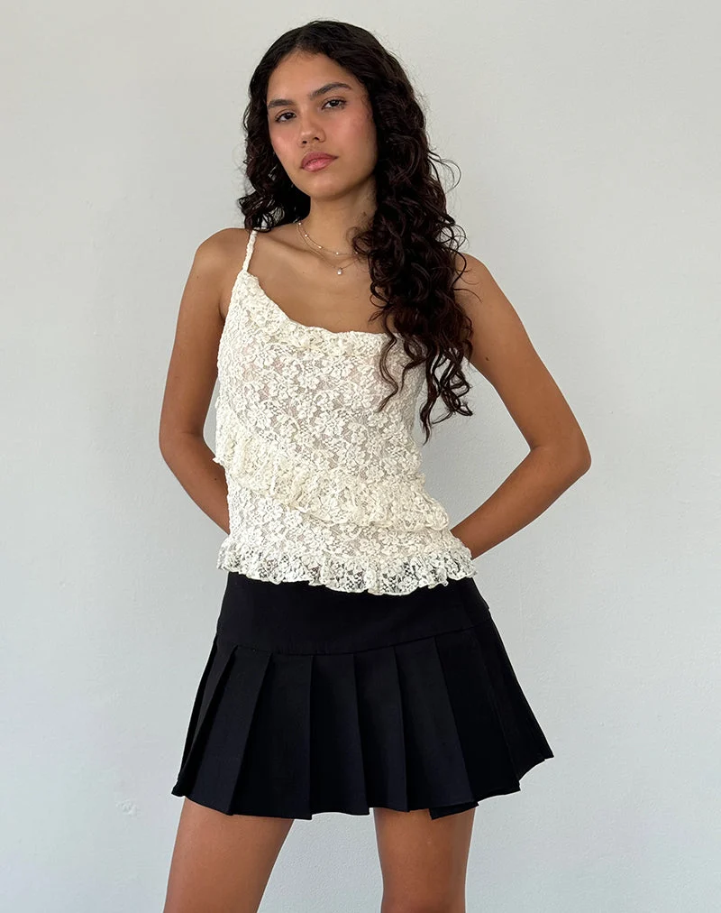 Octavia Asymmetrisches Cami-Top aus Spitze in Elfenbein