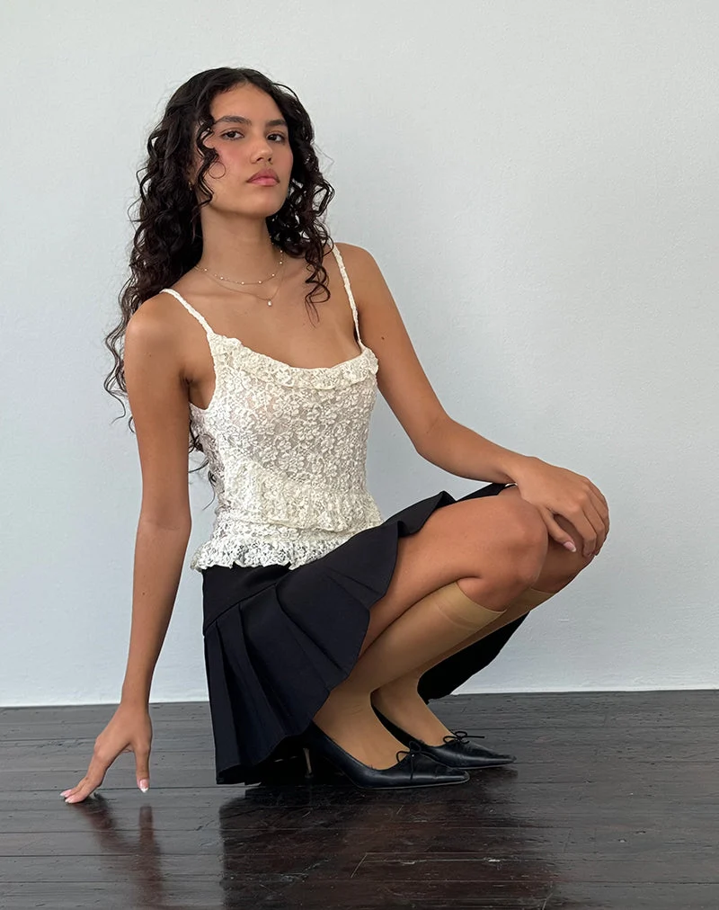 Octavia Asymmetrisches Cami-Top aus Spitze in Elfenbein