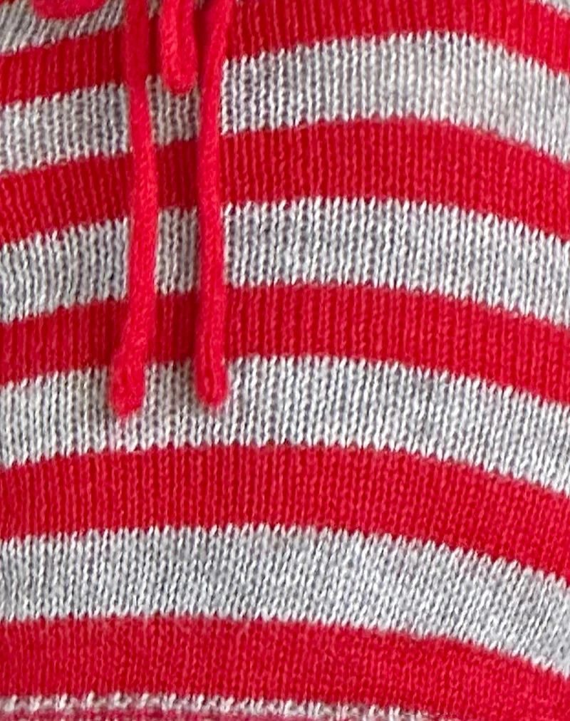 Pihla Tube Top in Rot und Grau gestreift