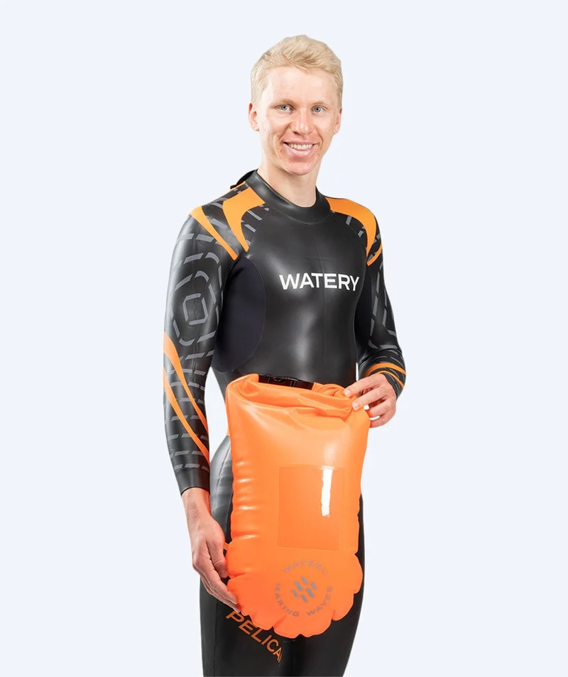 Watery Schwimmboje für Schwimmer - Window PVC 28L - Orange