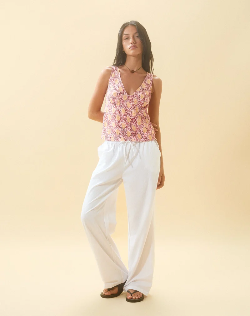 Cantika Top in Bohemian Batik Maroon Pfirsich