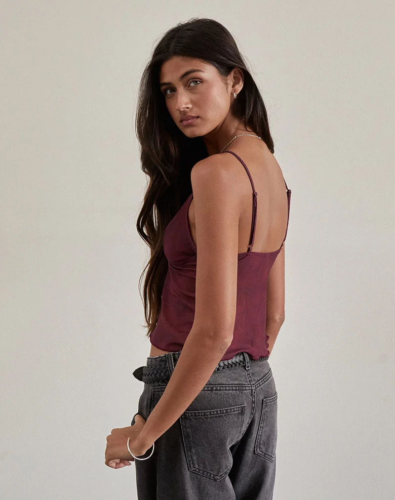 Cojira Mesh Butterfly Top in Burgund Paisley Tonal