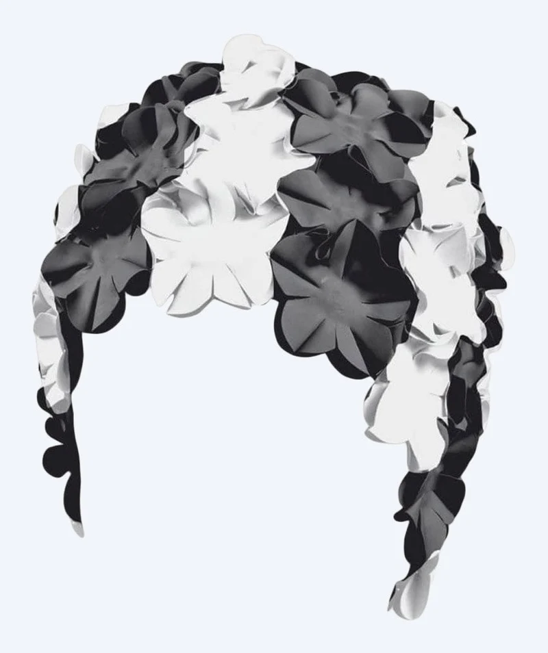 Beco Badekappe mit Blumen - Schwarz/Weiß