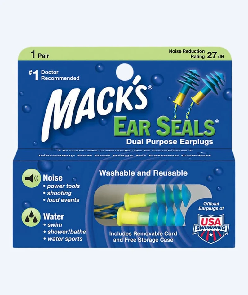 Mack´s Ohrstöpsel zum Schwimmen 1 Paar - Ear Seals - Blau/Gelb