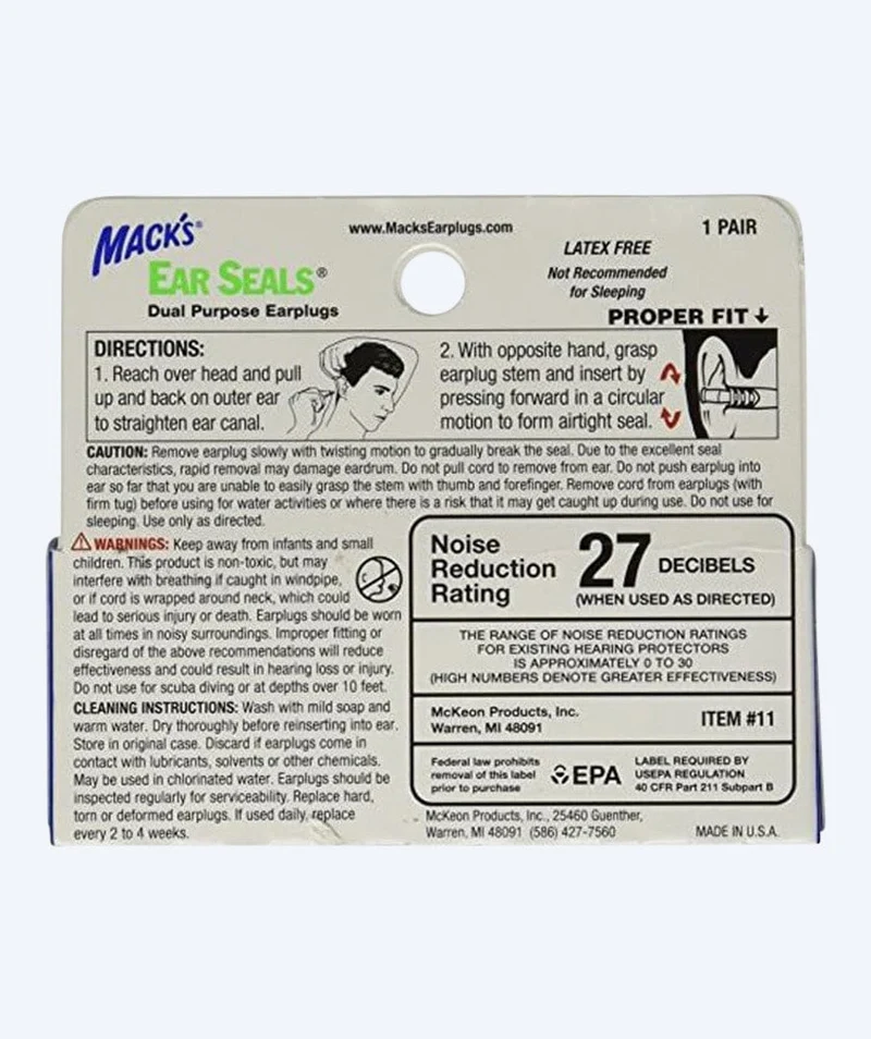 Mack´s Ohrstöpsel zum Schwimmen 1 Paar - Ear Seals - Blau/Gelb