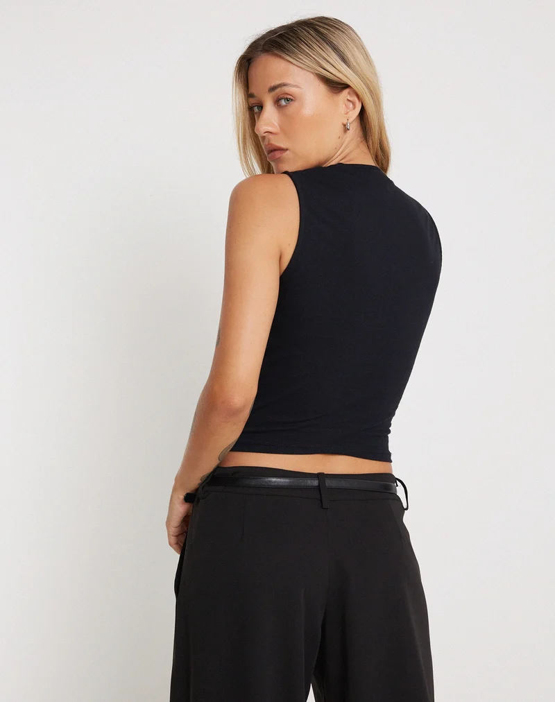 Jinsu Crop Top aus Lycra Schwarz