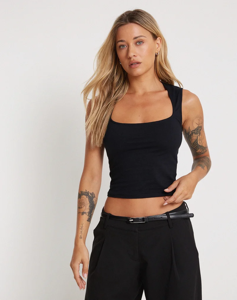 Jinsu Crop Top aus Lycra Schwarz