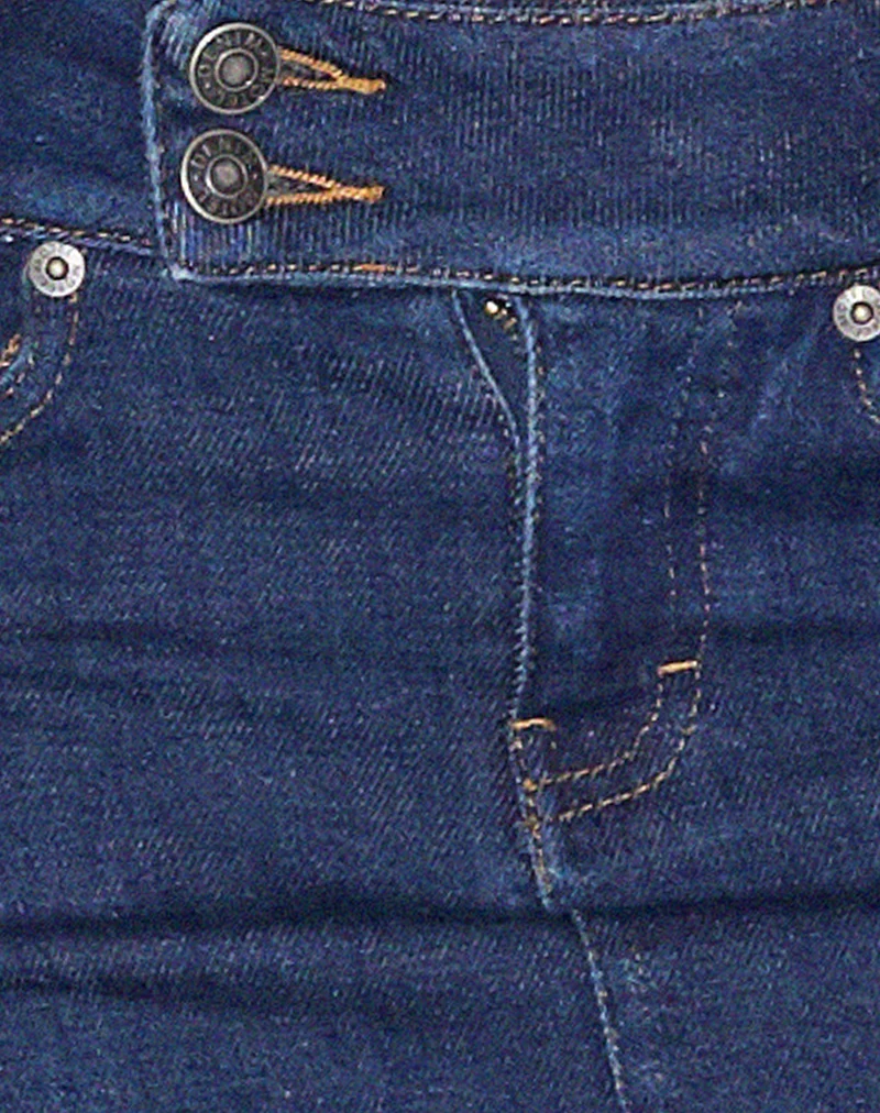 Denim-Minirock mit niedrigem Bund in dunkler Vintage-Waschung