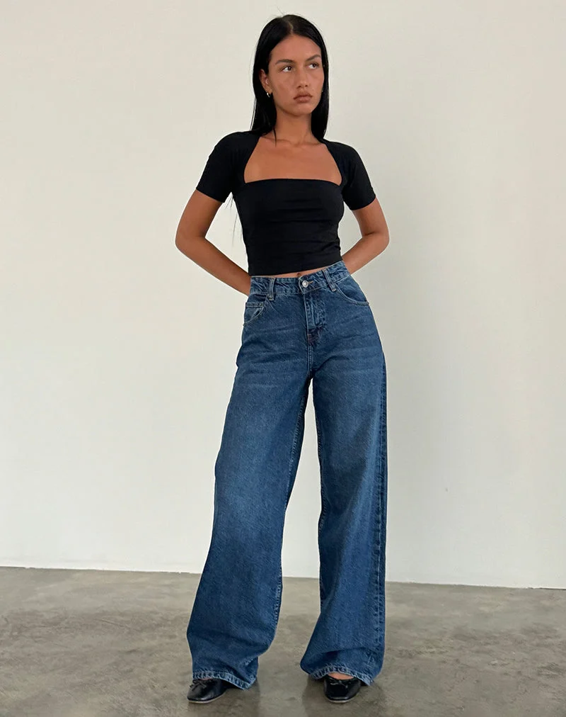 Geräumige extra weite Jeans in Mid Blue Used