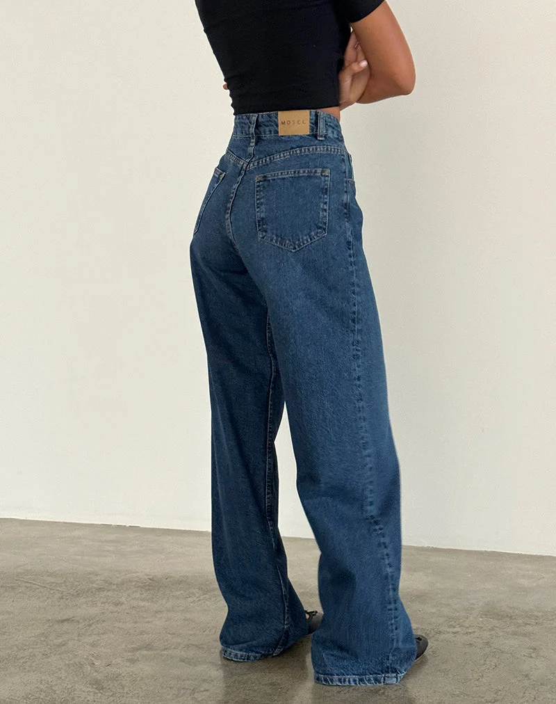 Geräumige extra weite Jeans in Mid Blue Used