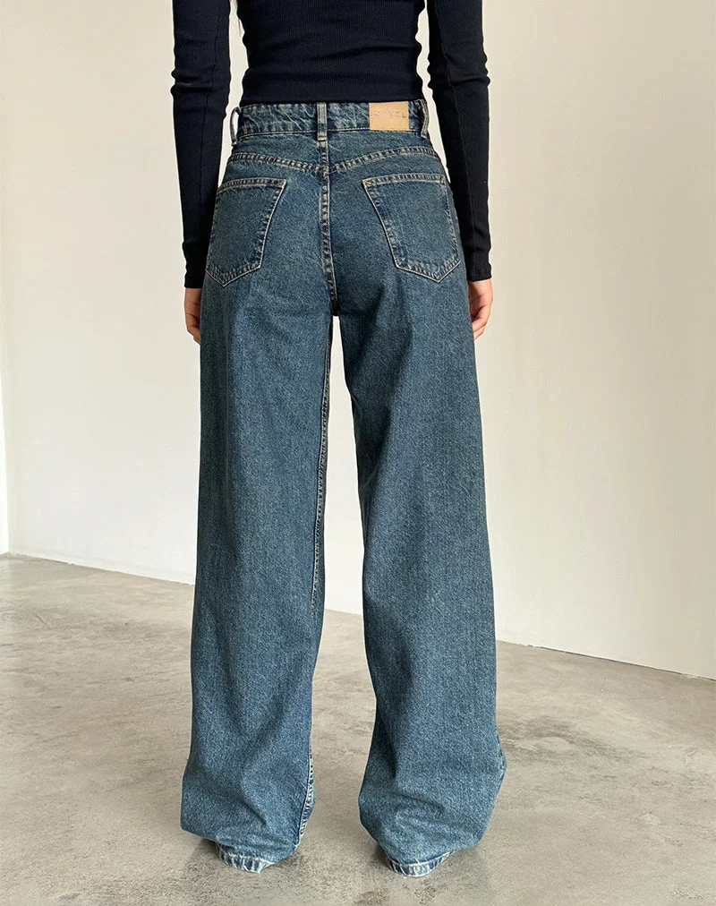 Geräumige extra weite Jeans in Braun Blau Acid